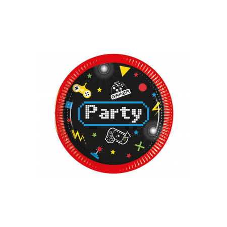 TALERZYKI PAPIEROWE GAMING PARTY 20cm 8szt-7797