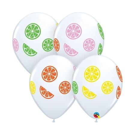 BALONY Z NADRUKIEM OWOCÓW LATO TROPIK 11"/5 szt.-8415