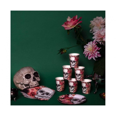 Talerzyki papierowe Halloween czaszka 23cm,10szt-8737