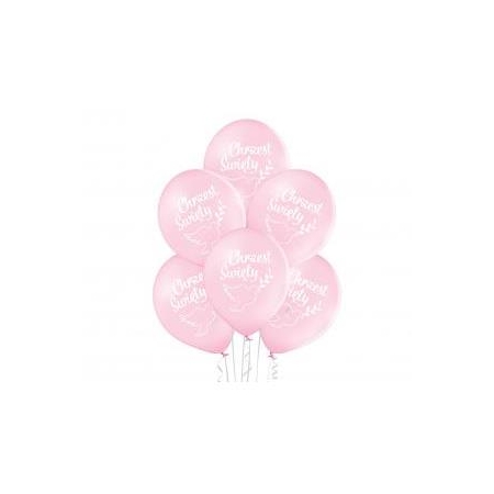 Balony D11 Chrzest Święty różowe, 6 szt.-9096