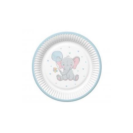 Talerzyki Baby Elephant with Blue Ballon, 8 szt.-9116
