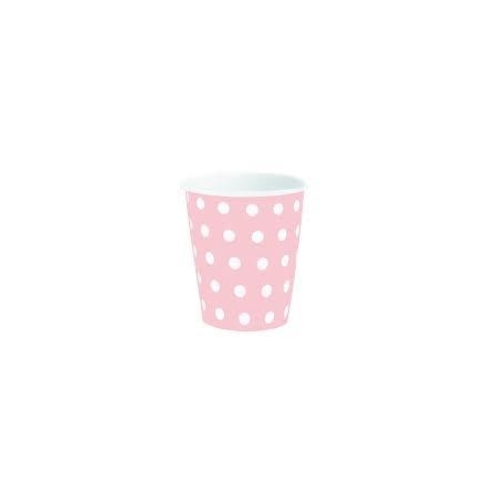 Kubek różowy w kropki 220ml 6szt.-9201