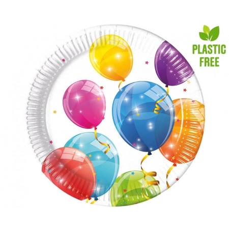 Talerzyki papierowe kolorowe balony 23 cm/8 szt. -9227