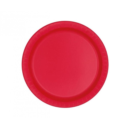 Talerzyki papierowe czerwone 18 cm,8szt Urodziny-9230