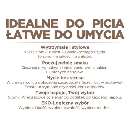 Rurki słomki wielokrotnego użytku kolorowe 7,5x190-9252