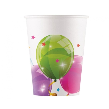 Kubeczki papierowe kolorowe balony 200ml/8 szt.-9257