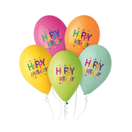 BALONY LATEKSOWE BIRTHDAY GWIAZDKI 12 cali, 5szt-9488