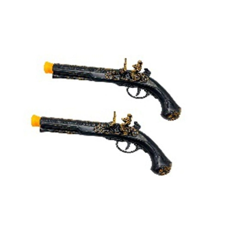 PISTOLET PIRATA PLASTIKOWY CZARNO ZŁOTY-9603
