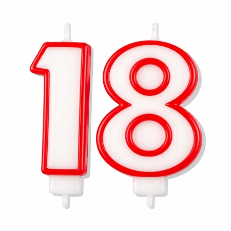 Świeczka Czerwony Obrys "18"-9609