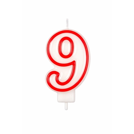 Świeczka Czerwony Obrys "9"-9611