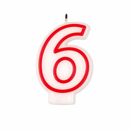 Świeczka Czerwony Obrys "6"-9628