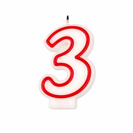 Świeczka Czerwony Obrys "3"-9629