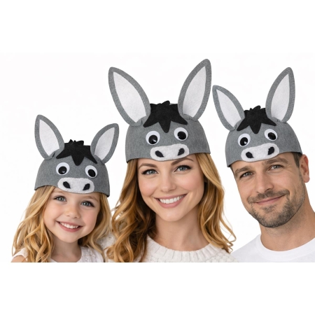 CZAPKA OSIOŁEK FILC OSIOŁ JASEŁKA ZOO SZARA TEATR-9674