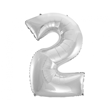 Balon foliowy "Cyfra 2", srebrna, 92cm-9875